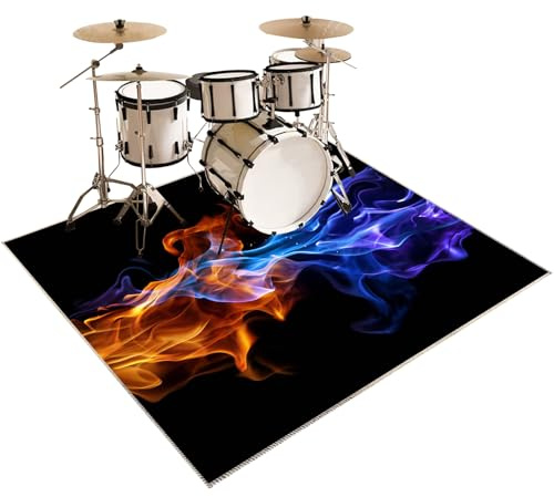 Schlagzeugteppich Drum Teppich rutschfeste Trommel Teppiche Quadratische Schallschutzdecke Für Bass Drum Snare elektronische Trommel Stoßdämpfer Haushalt verdickt rutschfest Drum-Teppich 120 x 100 cm