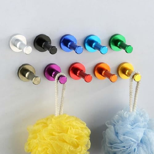CLISPEED 10 Stück Teiliges Bunte Aluminium Wandhaken mit Schrauben Robuste Rostfreie Kleider und Handtuchhaken für Bad Küche Dusche Einfache Wandmontage Abgerundete Kanten Zufällige Farbe