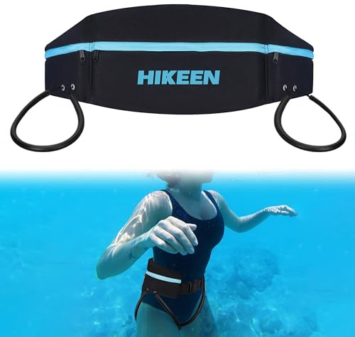 Hikeen Cintura da Nuoto con Tasca con Cerniera, Cintura Galleggiante Adulti, Cintura Piscina con Cinghia di Sicurezza e Fibbia Regolabile, per Allenamento in Piscina e Fitness