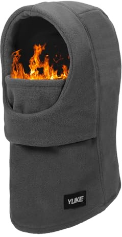 AYPOW Balaclava skidmask vinter termisk fleece huva mössa, vindtät hel ansiktsmask unisex andningsbar varm hals varm för utomhussport motorcykel cykling, Grå, en storlek