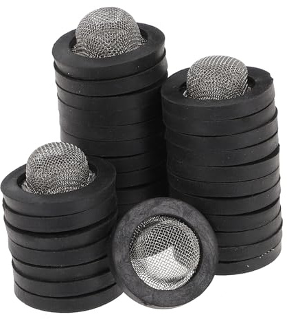 Levemolo 30 Pezzi Rondella Guarnizione con Filtro in Acciaio Inossidabile Guarnizione Spessa in Gomma O-Ring per Tubo da Giardino Tenuta Anti-Perdita Facile da Installare