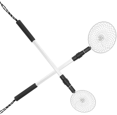 jojofuny 2pcs Stainless Steel Sand Sifter Set with Aluminum Telescopic Handles Small and Large Beach Sand Scoops for Shell Filtering and Summer Outdoor