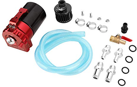 Recupero Vapori Olio Motore, Serbatoio Catch Tank 300ML, Accessorio Universale in Alluminio - Oil Catch Can Decanter, Protezione Motore e Prestazioni Ottimizzate (Rosso Nero)
