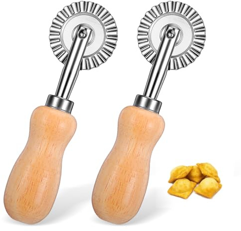 Thinp 2 Stück Nudelschneider-Rad, Silber Gewelltes Schneidrad 3.9 cm Durchmesser Gezähnter Teigrad Pizzaschneider Gebäck-Werkzeuge Edelstahl Nudelschneiderrad für Haus und Gebäck, Restaurantküchen