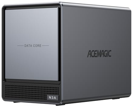 ACEMAGIC N3A NAS 4-Bay,AMD Ryzen R2544, 8GB DDR4&128GB SSD(ohne Festplatte) | NAS Server mit 4x3,5 HDD,2xM.2 NVMe, 2,5GbE LAN, Leiser Netzwerkspeicher&Heimcloud für Homeoffice, Medienstreaming & Backup