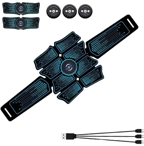 Abviberi Stimolatore Ab, Cintura Ab Stimolatore Muscolare Elettronico, Abs Trainer Toner Muscolare Addominale Cinture Tonificanti Elettroniche con 6 Modalità e 10 Livelli (Set * B)