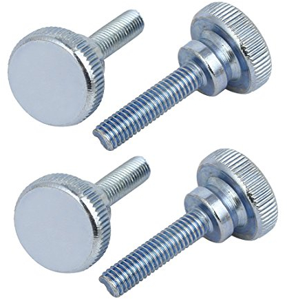 sourcingmap M6x25mm Flat Knurled Head Fully Threaded Thumb Screws Bolts Fastener 4pcs