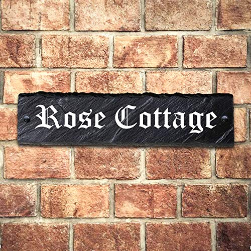 Rustic Slate House Gate Sign Plaque Door Number Personalised Name UV Print(30x7cm Rectangle)