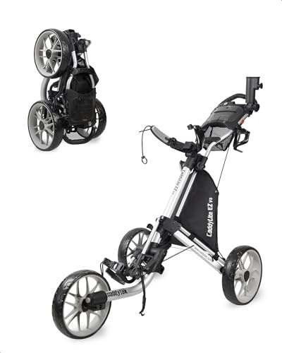 Caddytek CaddyLite EZ V8 Golfwagen mit 3 Rädern, zusammenklappbar, leicht, mit Fußbremse, einfach zu öffnen und zu schließen