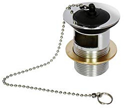 PILETTA SCARICO LAVABO BIDET DA 1 CON TAPPO E FORO PER TROPPO PIENO IN O!TTONE