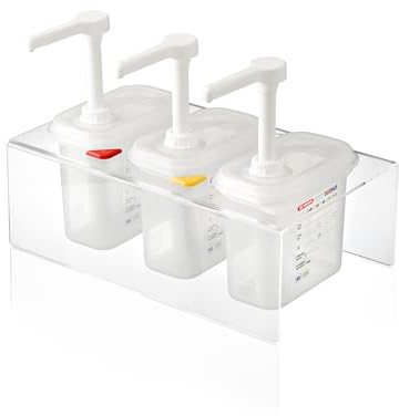 Araven Sauce Dispenser with Pump, Single Container for Serving Condiments in Commercial Kitchen, 1 Oz Capacity, 1 Count, Clear