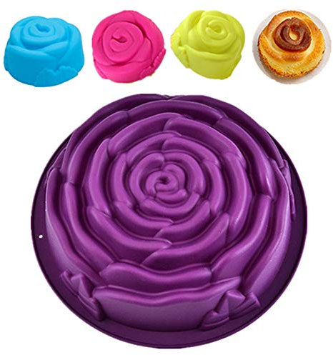 KeepingcooX Silikon Backform/Muffinform für Muffins, Cupcakes, Kuchen, Pudding, Gelee - Rose Form Brotbackform für eindrucksvolle Kreationen, hochwertige Silikon-Kuchenform, Plus 4 kleine Rosenform