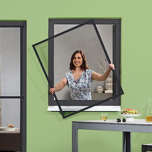 empasa Insektenschutz Fliegengitter Fenster START Fliegenschutz Alurahmen Mückengitter individuell zuschneidbar in weiß, braun oder anthrazit als Selbstbausatz