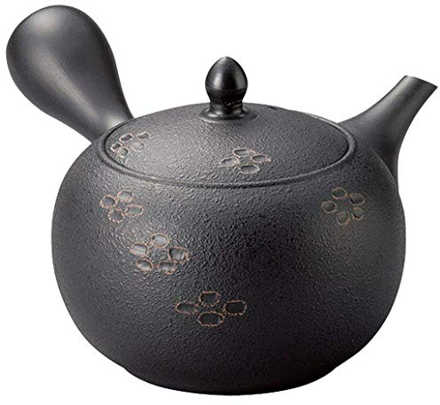 Yamakiikai Teiera giapponese grande Kyusu Tokoname fatta a mano in argilla, 15,6 once fluide Shunjuu Scarlet Crest modello nero L339 dal Giappone (1)