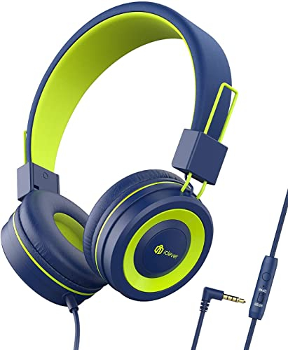 iClever Casque Audio Enfant, Casque Filaire pour Enfants, Serre-Tête Ajustable, Son stéréo, Fils Pliables Démêlés, Prise Auxiliaire 3.5 mm, 85/94 DB Volume Limité, Casque pour Enfants