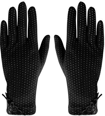 IPENNY Ladies Soft Cotton Gloves Sun UV Protection Driving Gloves Breathable Thin Full Finger Gloves Elegant Lace Sunblock Gloves Touch Screen Gloves Outdoor Cycling Fishing Hiking Gloves