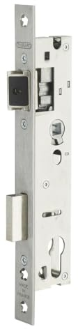 THIRARD - Boîtier de Serrure Encastrable à Cylindre pour Porte d'Entrée - Axe 24 mm - Entr'Axe 92 mm - Bouts Carrés - Coffre Acier Épaisseur 15 mm - Têtière Inox - Pêne Acier Nickelé - Gris