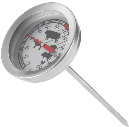 Bratenthermometer Analog, Thermometer Grill, Edelstahl BBQ Deckelthermometer, Räucherthermometer Für Räucherofen, Edelstahl Küche Lebensmittel Thermometer Für Grill, Räucherofen, Pizza (0-120℃)