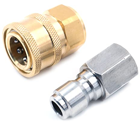 ZONADAH Lot de 2 robinets de nettoyeur haute pression en laiton M22 femelle métrique et 3/8 mâle Raccord rapide masqué sur prise M22 femelle Nettoyeur haute pression Accessoires