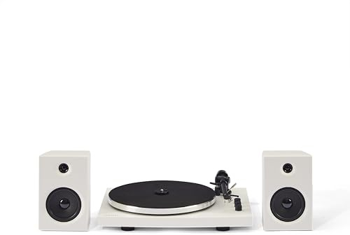 Crosley T150C-WH - Tocadiscos Bluetooth de 2 velocidades con Brazo Pesado y Altavoces estéreo, Color Blanco