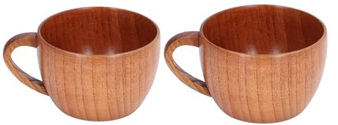 2 Stück Holzbecher, Kaffeebecher mit Griffen, Becher für Latte, Holzbecher, Teetasse, tragbarer Holz-Trinkbecher für Kaffee, Tee und Milch