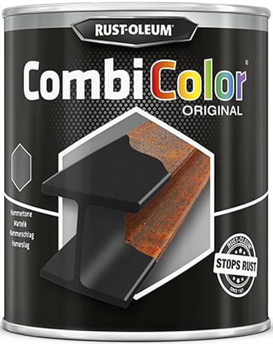 Rust-Oleum CombiColor Original Hammerschlag - Einschichtiger Metallschutz direkt auf Rost, Grundierung und Deckschicht in einem - 750ml (Schwarz)