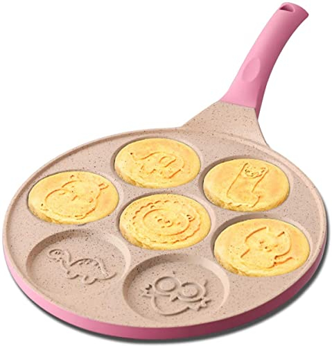 Pancake Pan Pancake Pan Nonstick Pink -Maker With 7 Animal Faces Waffle Maker Non-stick Breakfast Pan For Pancake, Fried Egg
