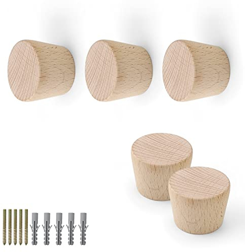 JANDH 5 Piezas Ganchos para Abrigos, Ganchos Cónicos de Madera de Haya, Adecuados para Colgar Ropa