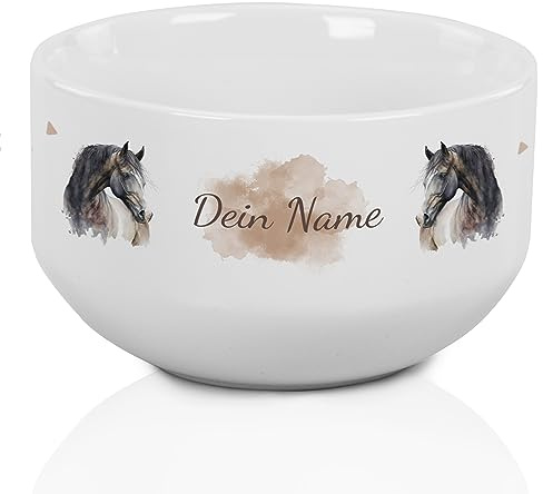 GRAZDesign Müslischale Pferd personalisiert Kinder & Erwachsene, Schüssel für Frühstück, Müsli, Suppe, Kindergeschirr mit Namen, Keramik