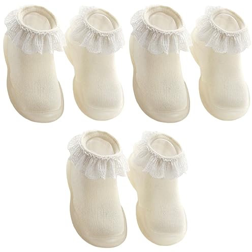 Toyvian 3 Paare Baby Rutschfeste Socke Bodensocken Für Babys Cartoon-bodensocke Sohlensocke Für Kleinkinder Baby Socken Schuhe Bodensocken Für Kinder Winter Baumwollsocken Weiß Neugeboren