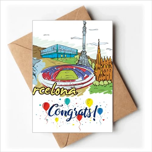 Spanien Barcelona Monument Aquarell Hochzeit Karten Glückwunsch Gruß Umschläge