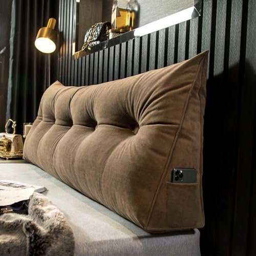YSZBD Rückenstützkissen Rückenkissen Bett Lesekissen Für Bett Und Sofa Rückenkissen Keilkissen Sofa Bettkissen Rückenlehne Lesekissen Removable Cover,#1Brown-200x50x20cm