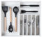 KitchenEdge Hochwertiger Besteck- und Utensilien-Organizer für schmale Küchenschubladen, erweiterbar 26,7 bis 48,3 cm, 9 Ablagefächer, rutschfeste Füße, lebensmittelecht, weißes Finish, 100%