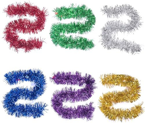 MEISH 6 Pieces Christmas Tinsel Garland Chunky Fine Garland Decoration Hanging Christmas tree House Window (6)