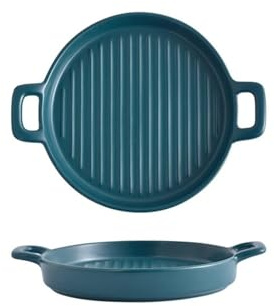 Lasagnera Teglia da forno in ceramica binaurale in tinta unita Cucina da ristorante Casa Formaggio Cottura Ciotola di riso Cottura Teglia for forno, microonde Teglie da Forno (Color : F)