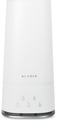 KLAMER Luftbefeuchter 4L Top Fill, Leise 30dB, 40h Laufzeit, 300 ml/h, 3 Stufen - Ideal für Büro, Schlaf- & Kinderzimmer bis 45m²