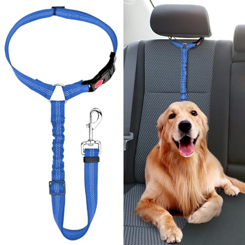 Ceinture Chien Voiture, Universel Harnais Voiture Réglable pour Chien & Chat avec Absorption des Chocs,Harnais Voiture pour Chiens,Ceinture de Sécurité pour Chien