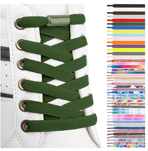 SULPO 2 Paires Lacets élastique plats - attache rapide - Lacets colorés à fermeture rapide - Lacets élastiques pour chaussures - Caoutchouc - Lacets - Lacets enfants & adultes pour baskets