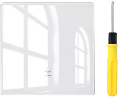 Acmerota Single Light Switch, Frosted White Tempered Glass Panel Light Switch, 10A 250V 1 Gang 2 Way Electrical Wall Light Switch for Living Room School Office Ect, with Screw Screwdriver