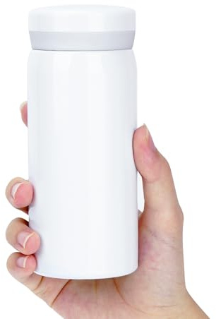 Linkidea Botella de Agua Mini 6.8 oz (200 ml), Acero Inoxidable Aislado al Vacío para Bebidas Frías y Calientes, Botella Pequeña Antiderrames para Bolso, Cartera y Bolsillo (Blanco)