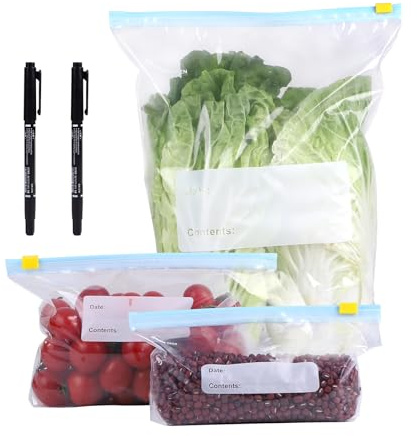 LALAGO 120 Stück Gefrierbeutel Zipper Wiederverwendbare Aufbewahrungsbeutel | Lebensmittel Beutel, Gefrierbeutel, Wiederverwendbare Frischbeutel, Sandwichbeutel, Küche Beutel für Gemüse Milch
