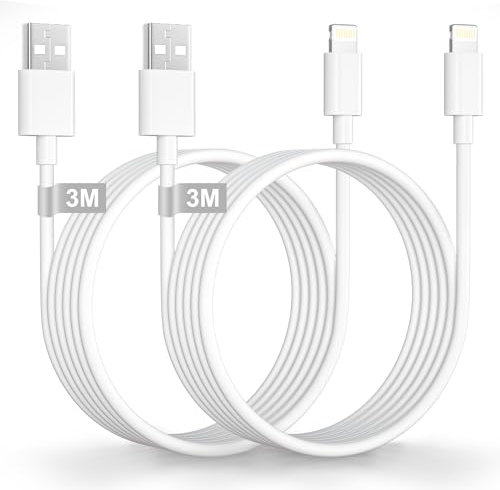 Cavo iPhone 3 Metri 2 Pezzi [Certificato MFi], Cavo Lightning USB Lungo C avo Ricarica iPhone Cavetto i Phone Filo Caricatore per Apple 14 13 12 11 Pro Max XS XR X 8 7 6 5 SE, iPad
