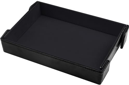 SIQUK Rettangolo Tavola per Dadi Vassoio per Dadi Magnetico PU e Velluto Tavola Dadi Pieghevole Dice Tray per DND RPG, Nero