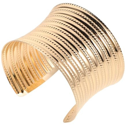 CALLARON Bracciale Aperto a Forma di C in Ferro con Design Testurizzate, Comodo e Facile da Indossare, Bracciale Largo per Donna e Uomo, e Originale