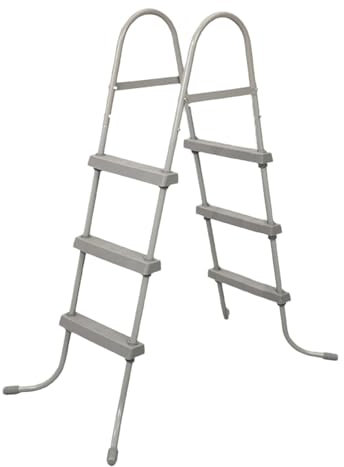 SAYEYBU Escalera De Piscina, Barandilla para Piscina, Barandilla De Acero Inoxidable para Piscina, para Piscinas Elevadas Y Enterradas De 122 A 137 Cm,Gris