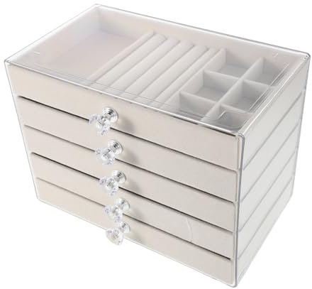 MUCKLILY Scatola Portagioie Trasparente Ripiani Per Collane e Orecchini Organizzatore Di Gioielli Per Cassetto Per Animali Domestici