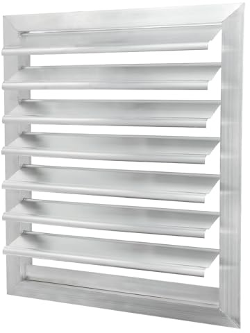 PATIKIL 16x16 Inch Aluminum Vent Cover, Louver Shutter Exhaust Fan Louvered Vent Automatic Gravity Square Grill Self-Closing Vent Cover for Greenhouse Industrial Exhaust HVAC System