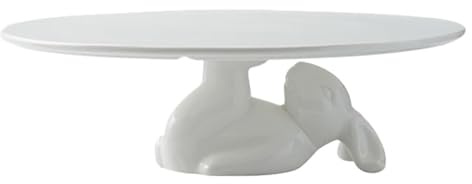 STOBAZA Bunny Cake Stand Ceramic White 9.84 inch Fruit Plate Dessert Display Stand for Party Table Snack Serving Plate Smooth Surface Easy Clean