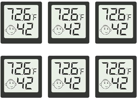 Indoor Hygrometers, Smiley Face Indicator, Humidity Meter for Checking Indoor Humidity, Mini Thermometer, Humidity Meter for Refrigerators, Wall Mountable (6)