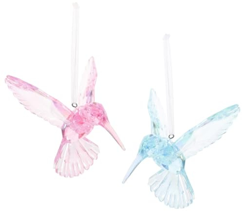Kisangel 2piezas Colgante De Pájaro De Cristal Figura De Colibrí Decoración De Colibrí Acrílico De Atrapasol Colgante para Ventana Adorno Hogar